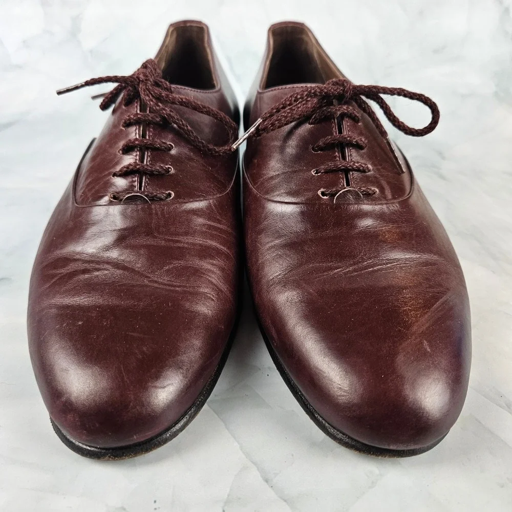 Nordstrom vintage made in italy‎ leather oxford loafers red burgundy women's 7m - Picture 2 of 9
